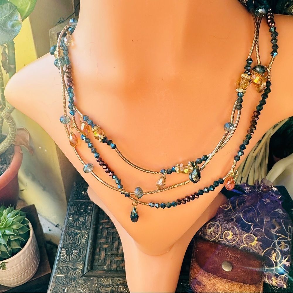 Vintage Multi Strand Austriancrystalnecklace - image 3